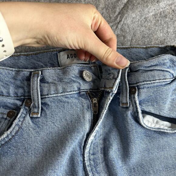 Agolde Jeans Womens 28 Blue Denim Wilder Mid Rise Straight Distressed Organic - Picture 6 of 12